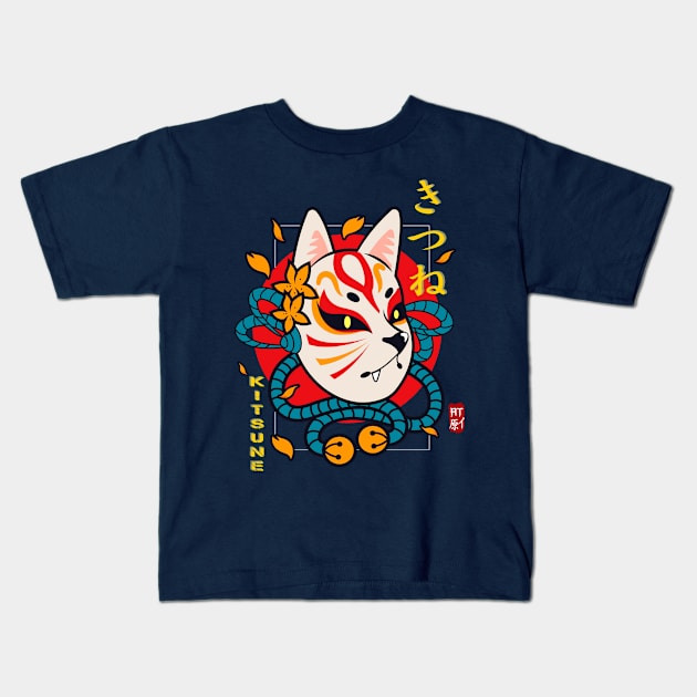 Kitsune - Japanese Mythology Kids T-Shirt by AlbertoTand